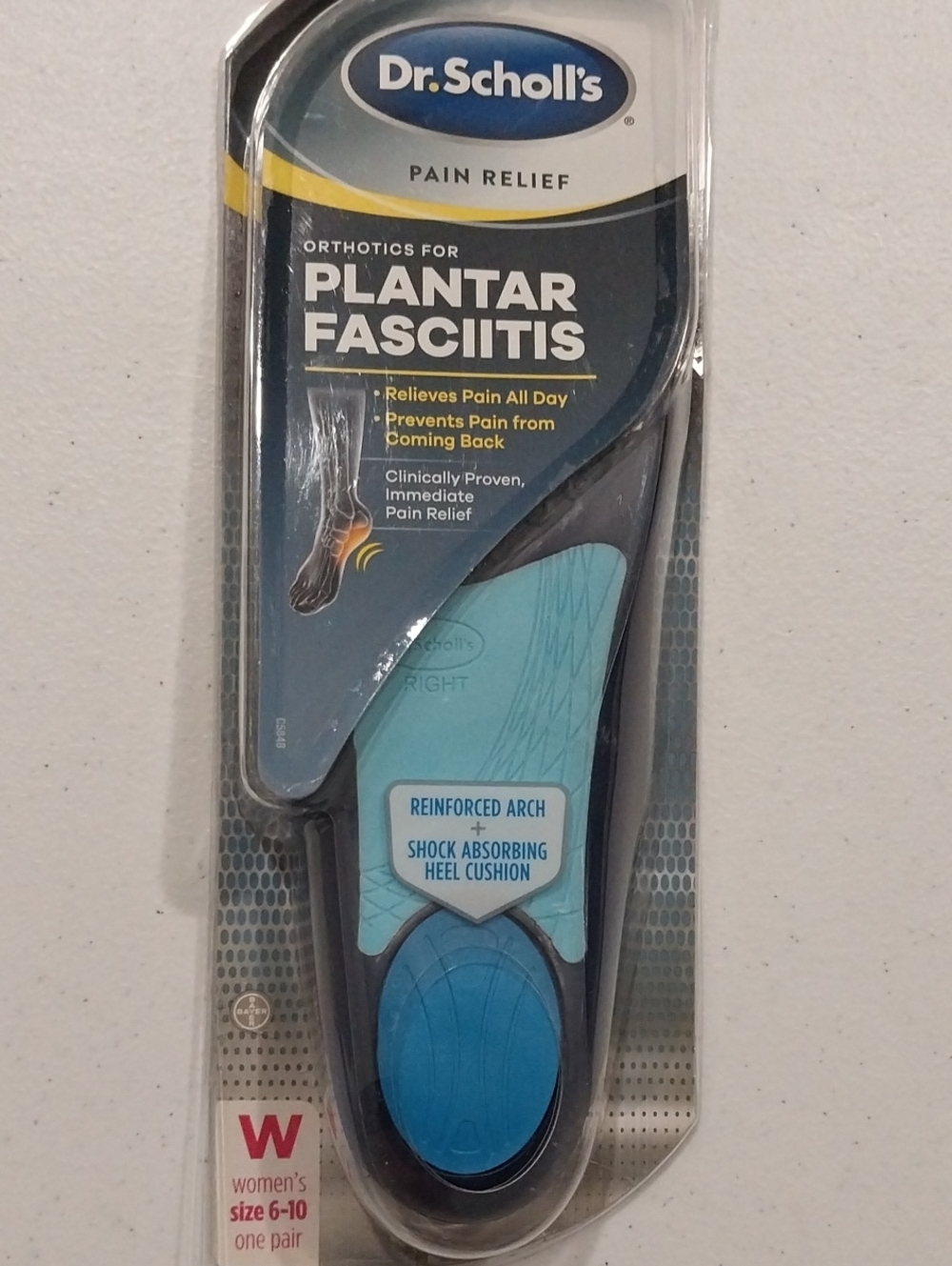 Dr. Scholl's Womens Plantar Fasciitis Insoles 6-10 NEW